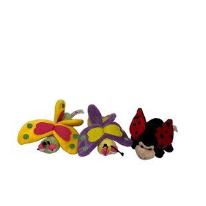 Unipak Insect Lot of 3 Plush 6" Stuffed Animal Toys Butterfly Lady Bug